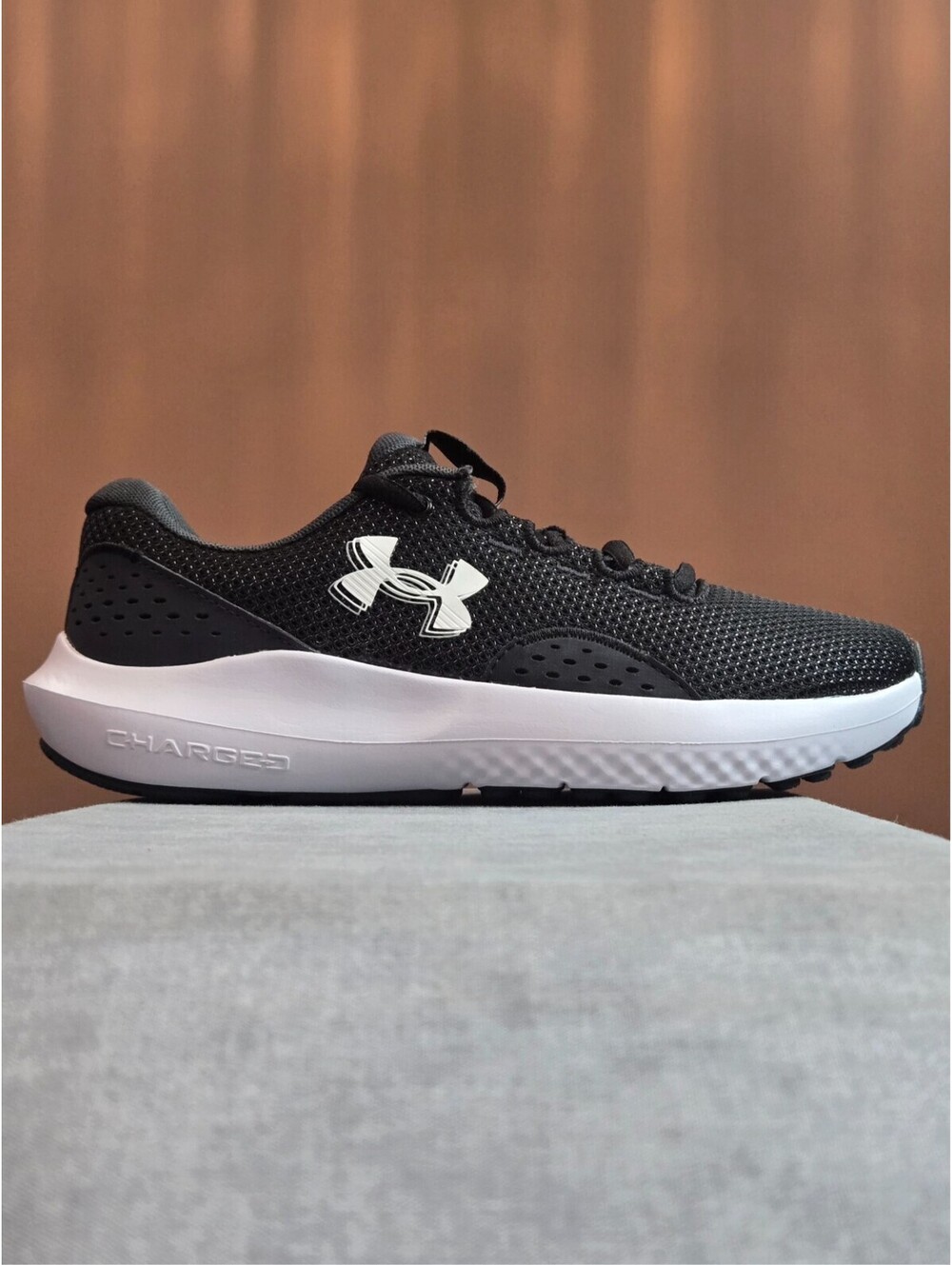 Under Armour Charged Surge 4 - Black Grey White (3027007-001) Women's Size 7
